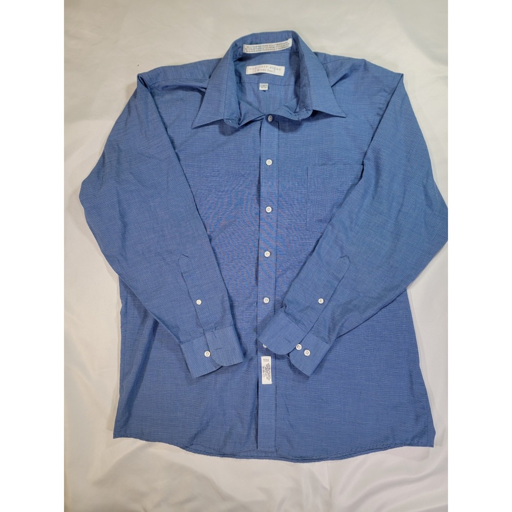 Geoffrey Beene Men's 16 32/33 Dress Shirt Wrinkle Free Cotton Blend  Blue